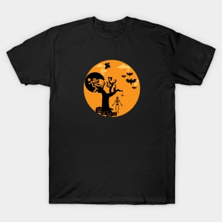 Skeleton Halloween in haunted forest T-Shirt
